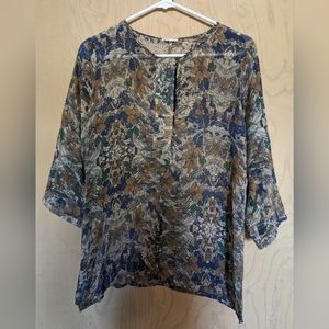 Club Monaco floral silk blouse xs